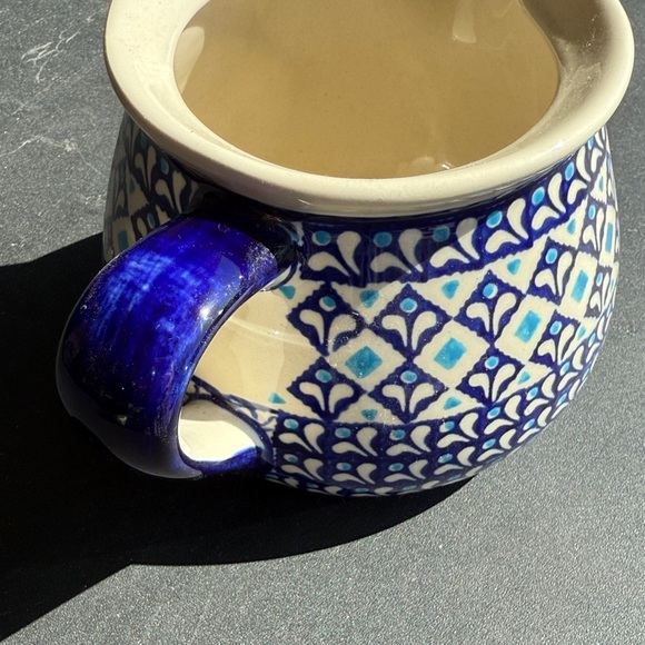 Boleslawiec Pottery Pitcher Poland Blue White 4 1/4" vintage - Picture 6 of 7